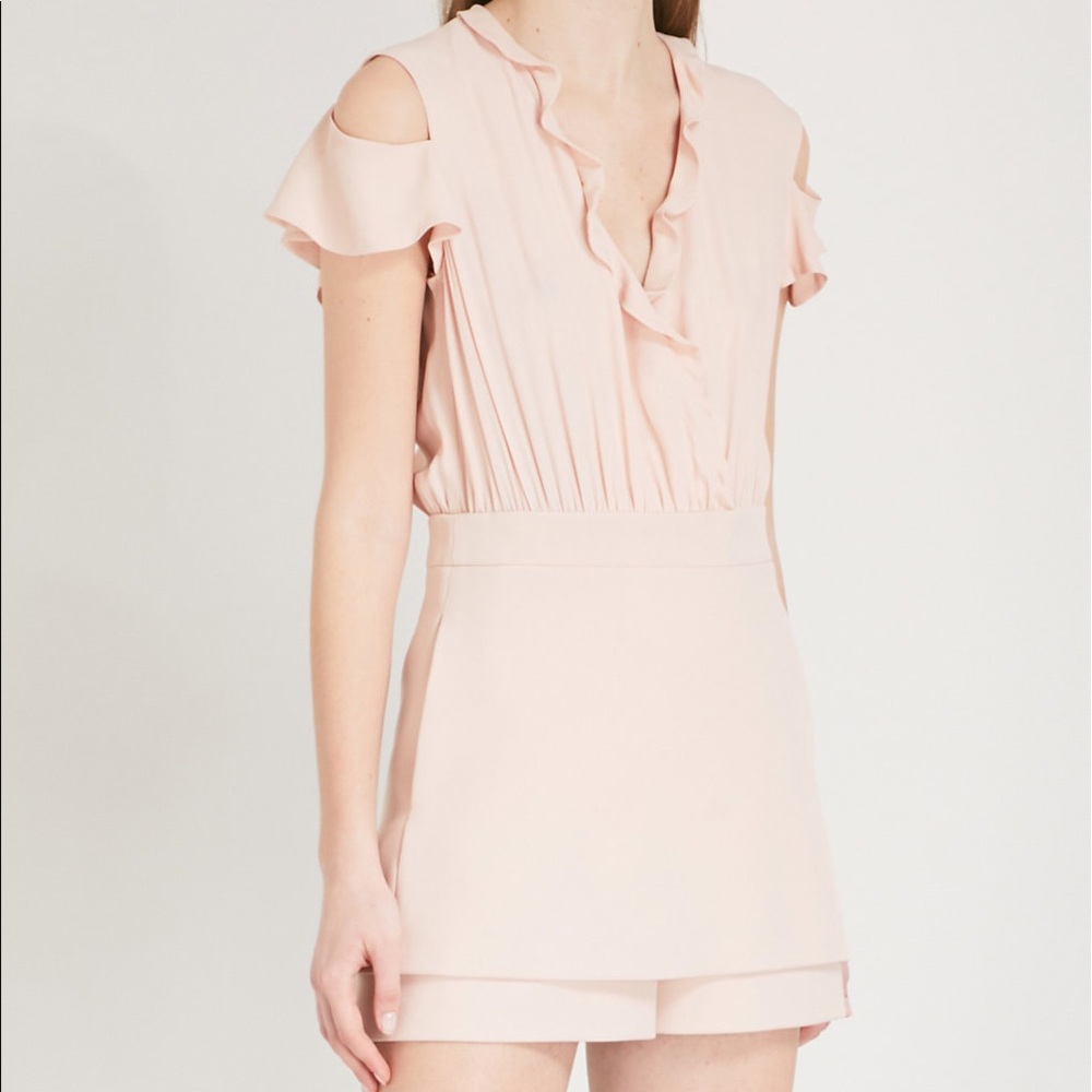 Maje Pink Skirt Overlay Crepe Playsuit